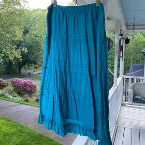 Chico’s Skirt in cotton size 2 is a size Medium Turquoise A line tiered skirt.